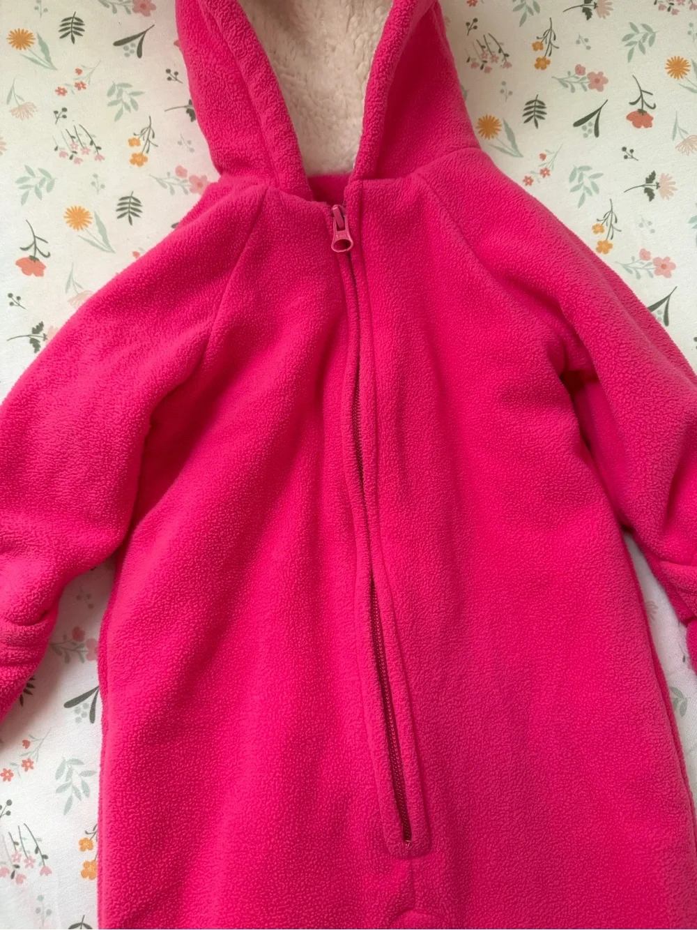 Old Navy Hot Pink Hooded Fleece Footed One-Piece